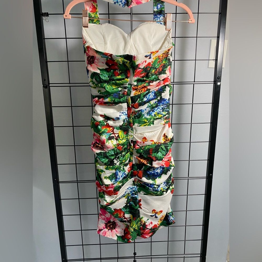 Widelia Retro Floral Sweetheart Halter Neck Midi Dress EUC - Picture 5 of 12